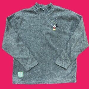 Disney Store Vintage Mickey Mouse Fall Fleece 1/4 Zip Pullover Women's Size M